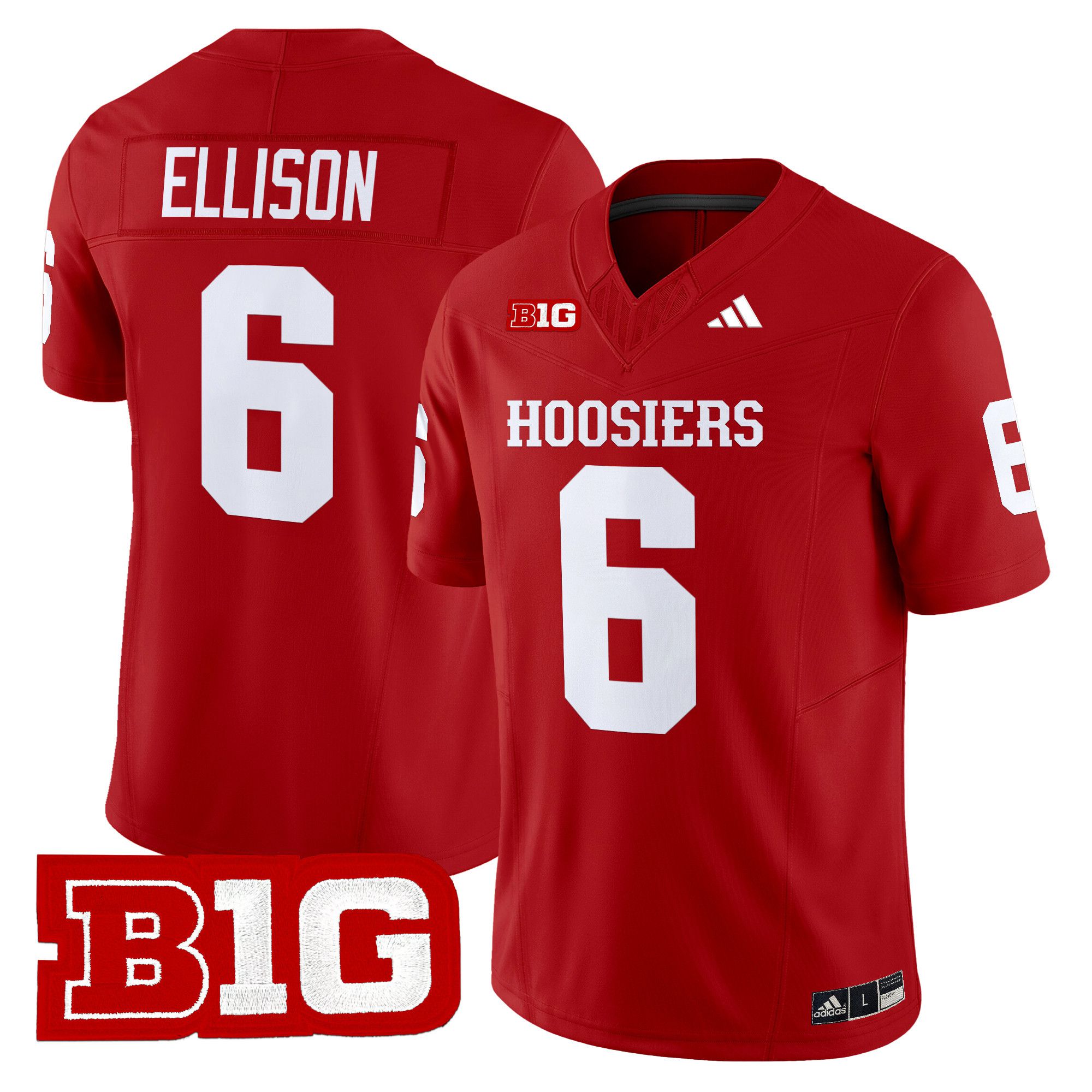 Men Indiana Hoosiers #6 Ellison Red 2024 Vapor Limited NCAA Jersey style 1